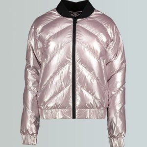 NOIZE Amber Padded Bomber Jacket Pink Metallic